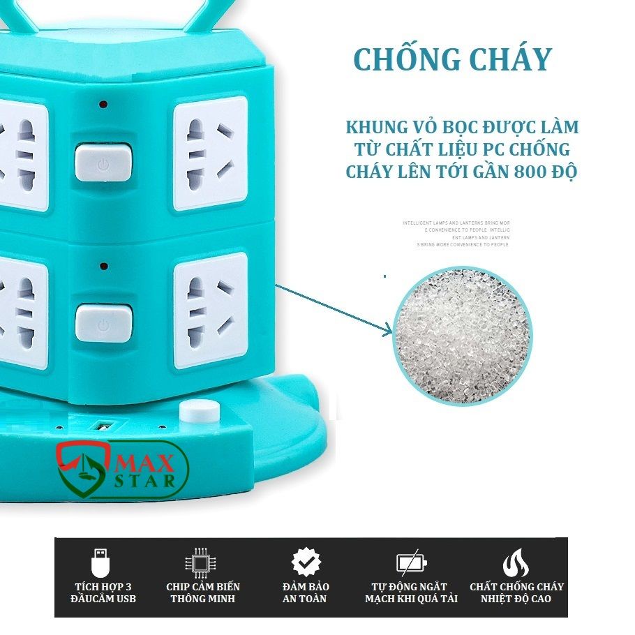 Ổ điện USB nhiều tầng đa năng thông minh chịu tải chống giật chống nước công suất lớn cao cấp chính hãng ✅