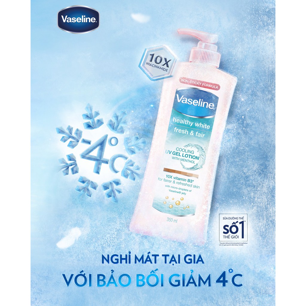 Sữa Dưỡng Thể Vaseline Dịu Mát Trắng Da Healthy White Fresh &amp; Bright Cooling UV Gel Lotion