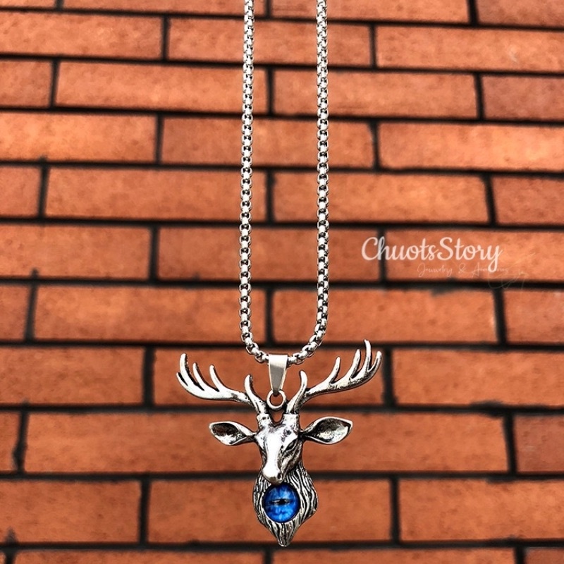 Vòng cổ titan không gỉ hình đầu hươu, dây chuyền nam nữ unisex cá tính- VCT0017 - ChuotsStory
