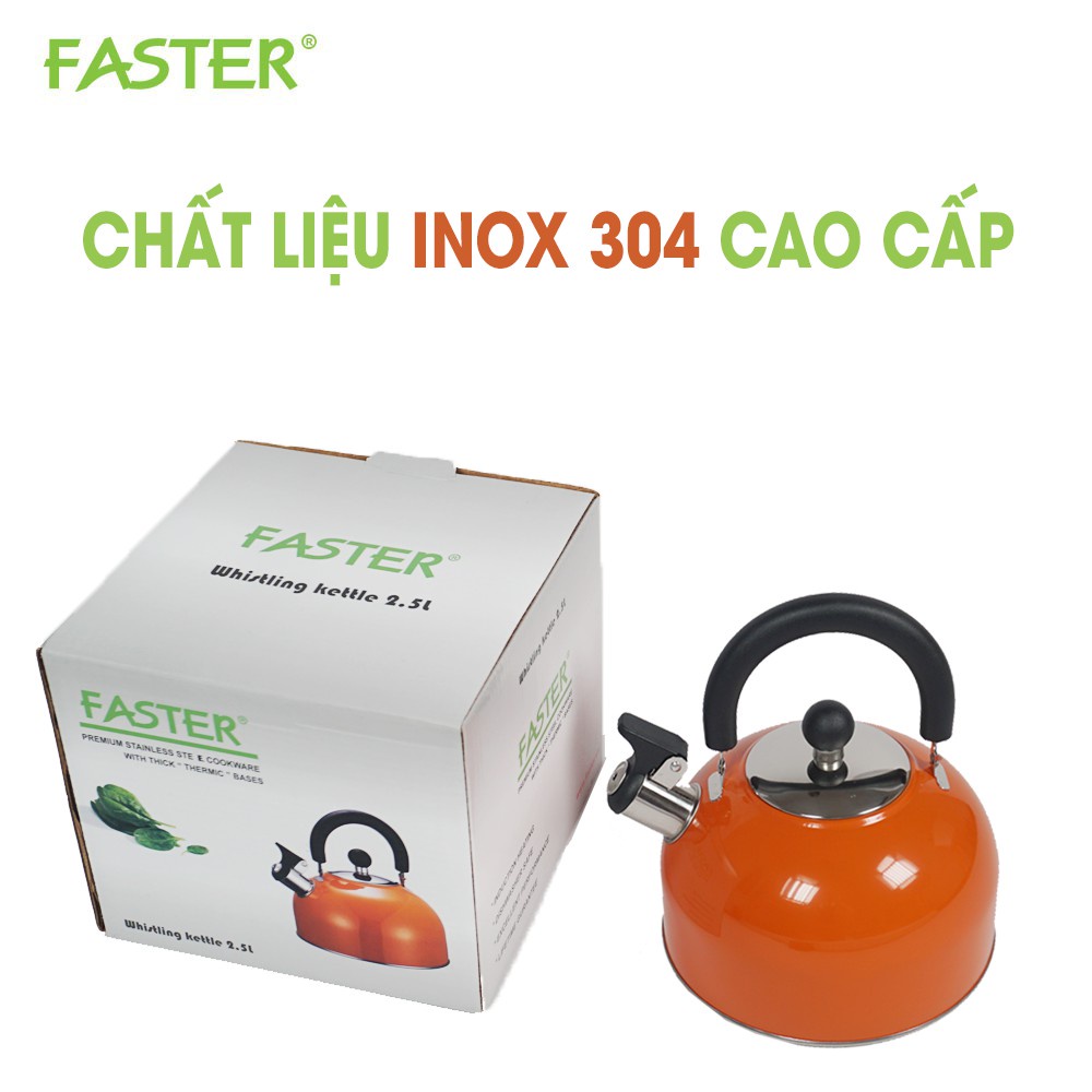 Ấm Đun Bếp Từ, Ấm Đun Nước Inox 304 Faster 2.5 L