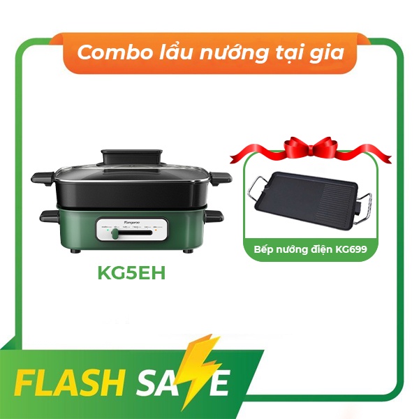 Combo Nồi Lẩu Điện + Bếp nướng - Vừa Ăn Lẩu Vừa Ăn Nướng Tại Nhà - Thoải Mái Cho 6-12 Người Ăn