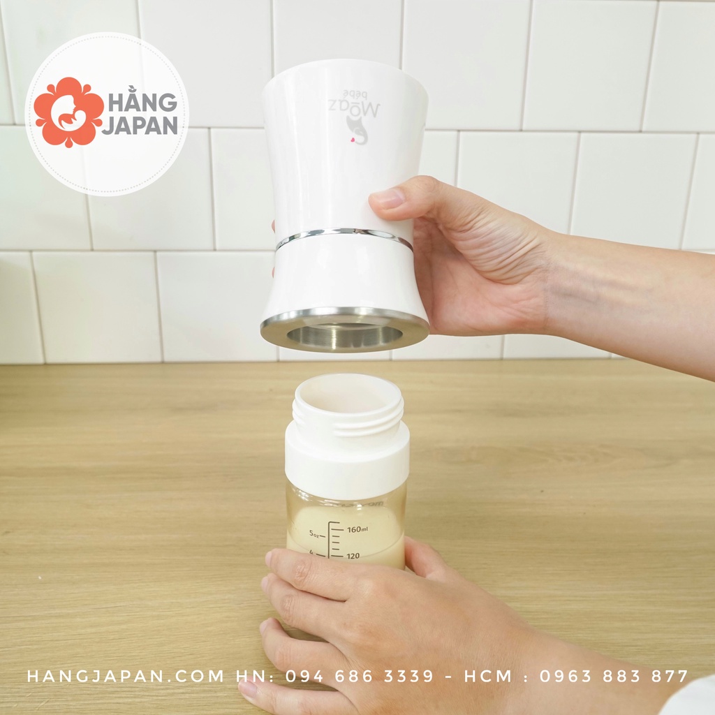 Máy hâm sữa cầm tay không dây Moazbebe MB041 tặng 4 cổ nối Hegen, Moyuum, Dr.brown, Pigeon - BH 10 tháng chính hãng