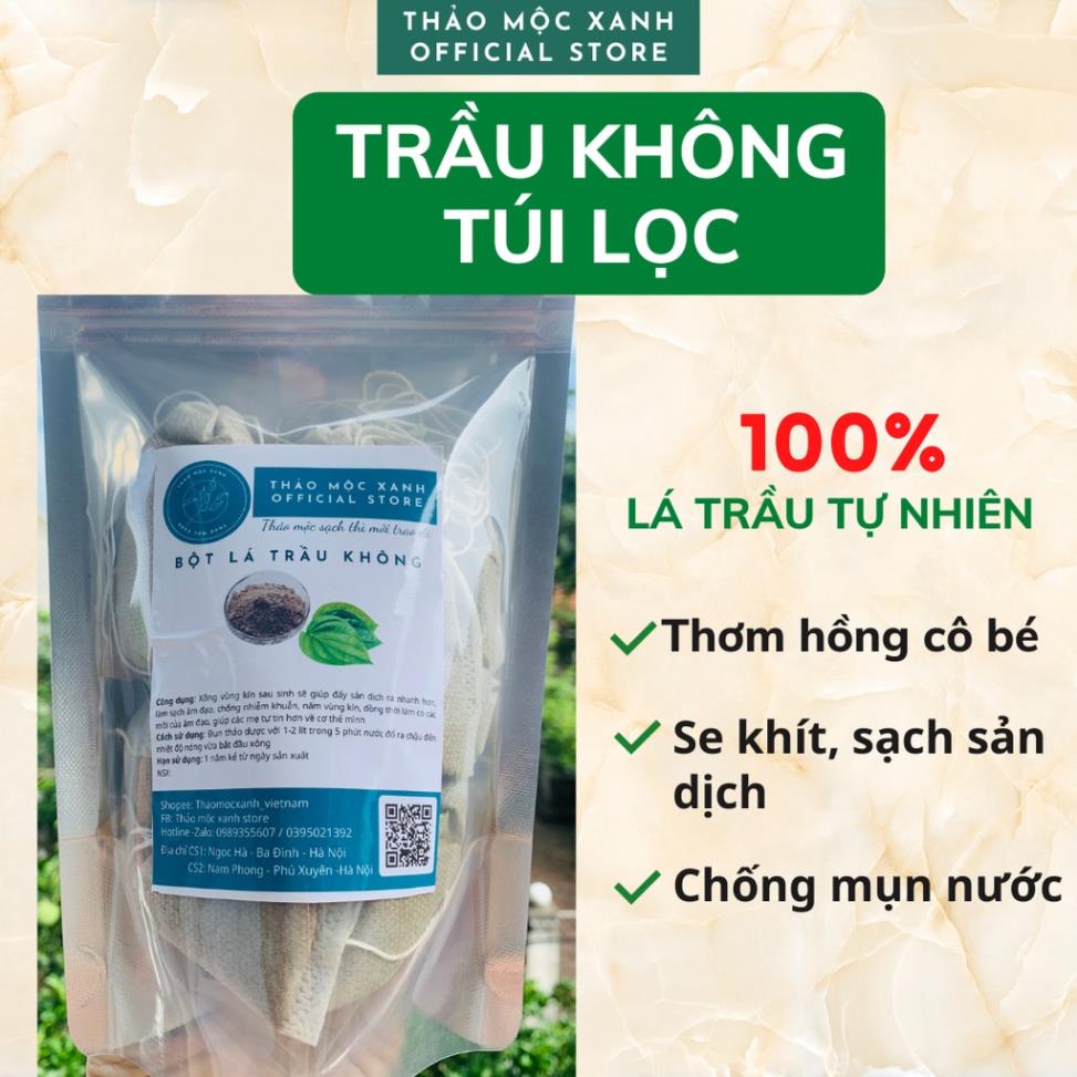 Lá Trầu Không Xông Hơ vùng kín sau sinh làm hồng, se khít, sạch sản dịch - dạng túi lọc tiện lợi.