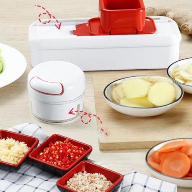 Dụng cụ xay tỏi ớt cầm tay đa năng tiện dụng dây rút, Xay tỏi mini
