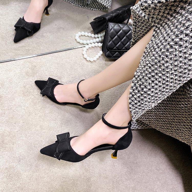 Giày Sandal Cao Gót Cài Khóa Màu Đen Size Nhỏ 33 Dễ Phối Đồ Thời Trang Cho Nữ