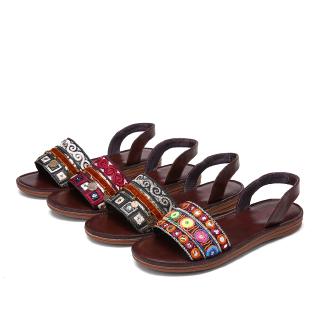 Giày Sandal Nữ Đan Len Đính Đá Pha Lê