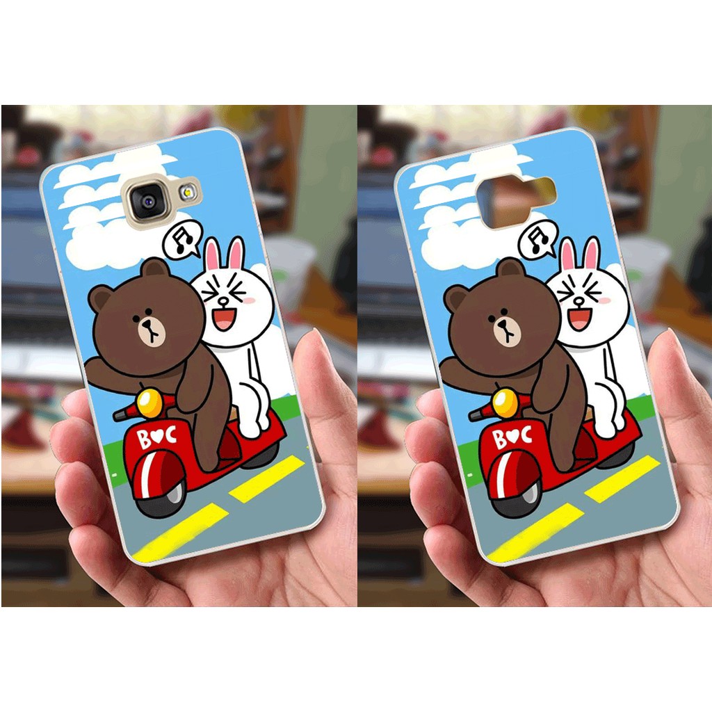 Ốp lưng Samsung A5 (2016) (dẻo viền trắng trong) - Hinh Gấu Brown, Panda Cực Dễ Thương