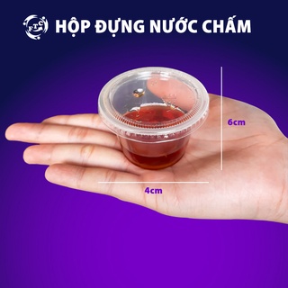 100 hộp,hủ đựng sốt, nước chấm, tương, gia vị, có nắp dùng 1 lần 60ml, 75ml FTC