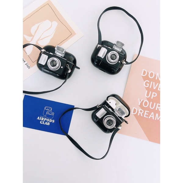 Case Airpod 1 2 3 Pro Vỏ Ốp Bọc Tai Nghe AirpodS 1/2/Pro Hình Máy Ảnh Có Đèn Nháy Chất Liệu Silicon Dẻo