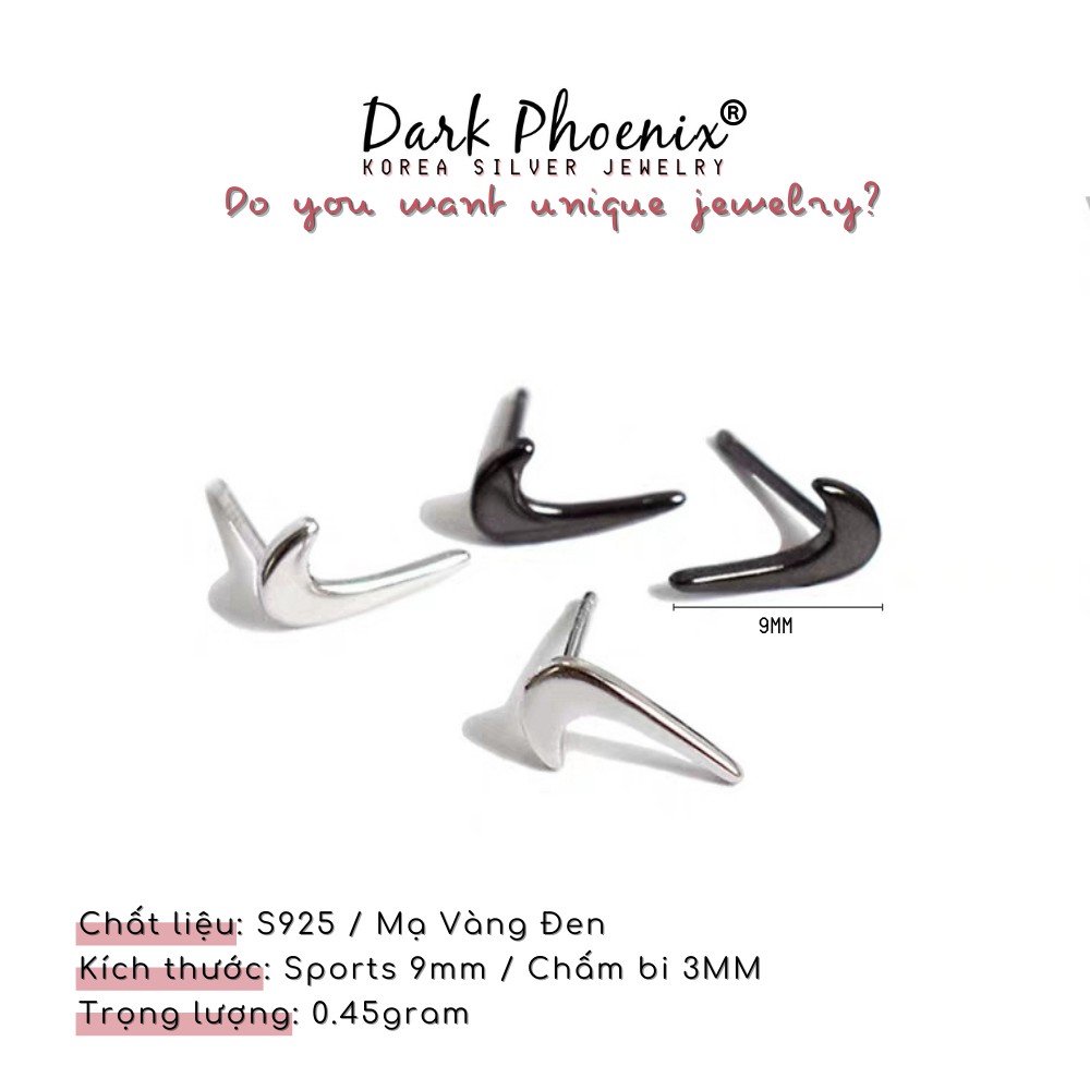Bông tai bạc Darkphoenix Sports chấm bi xu hướng Ulzzang Korea thời thượng - BT30