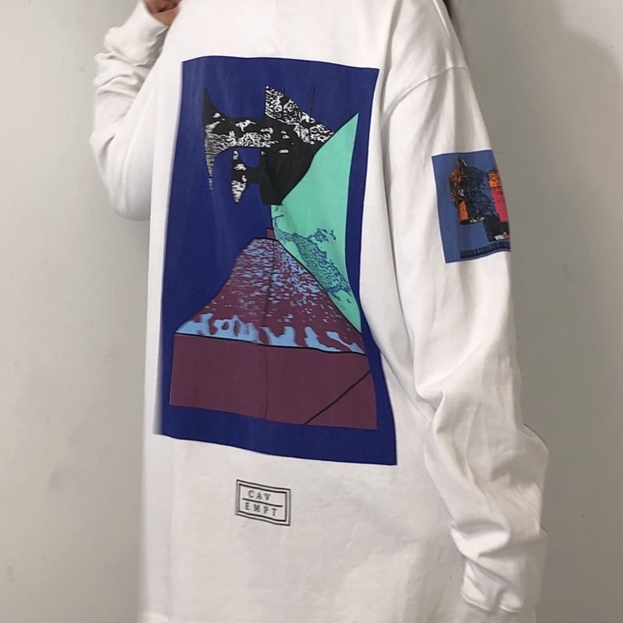 【ZHELIHANGFEI】Áo Thun Tay Dài Form Rộng Họa Tiết In Theo Phong Cách Preppy