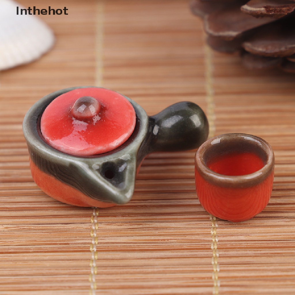 Bộ 2 Tách Uống Trà mini Bằng Sứ Trang Trí Nhà Búp Bê