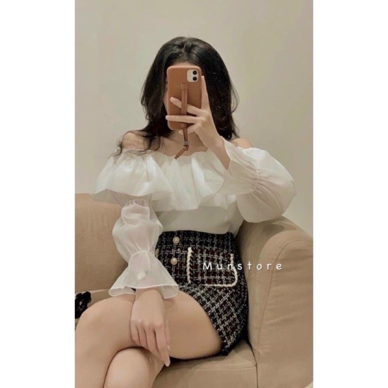 ÁO TRỄ VAI TAY NHÚN BỒNG XINH ĐẸP TB17