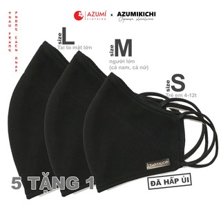 Khẩu trang vải Azumikichi màu đen 5 TẶNG 1, khẩu trang thời trang cao cấp sang trọng