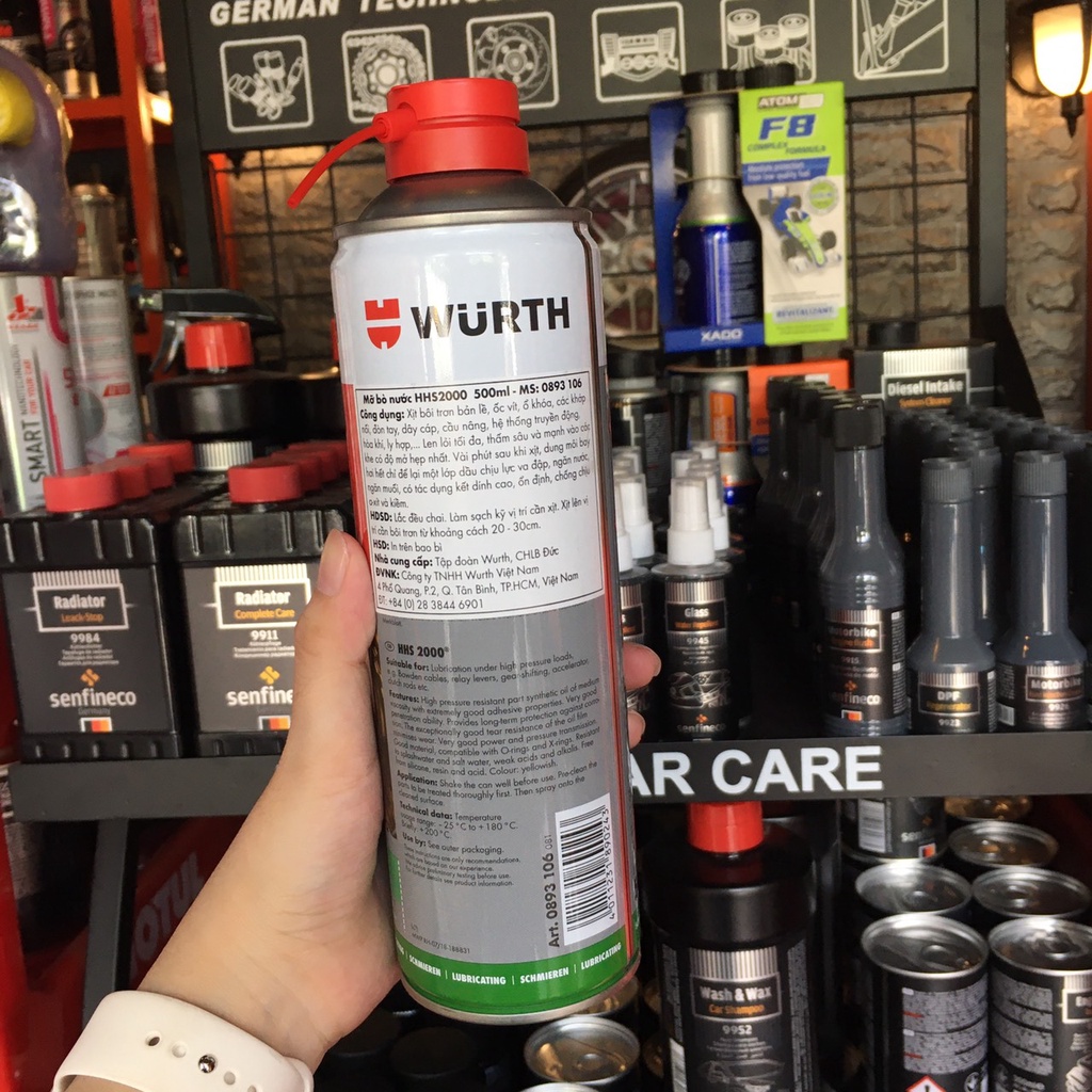 Chai Xịt Mỡ Bò Nước Bôi Trơn Chịu Nhiệt Wurth HHS 2000 500ml