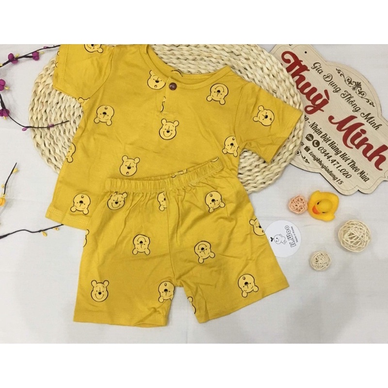 Bộ cộc hình gấu chất thun lạnh cho bé trai và bé gái