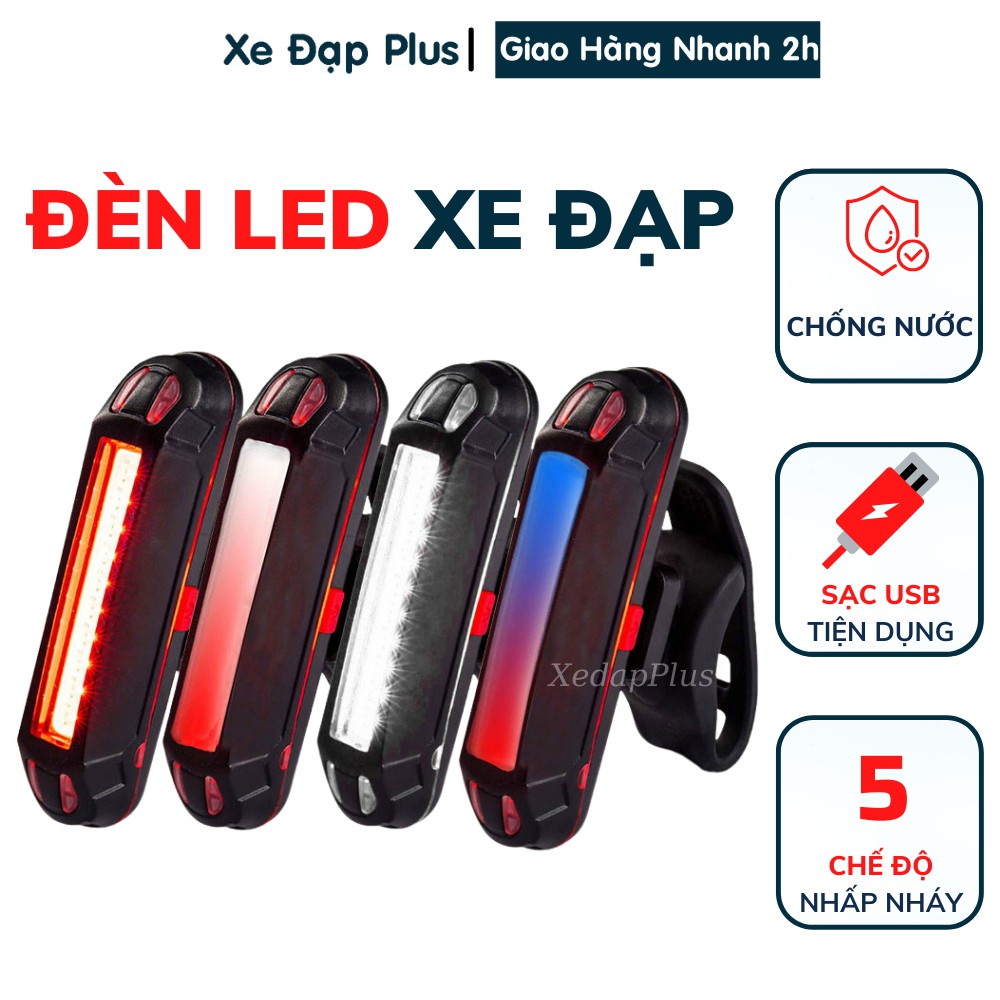 ♛Đèn led xe đạp thể thao siêu sáng chống nước, pin chớp gắn sau - Nhiều chế độ sáng, cao cấp -D03