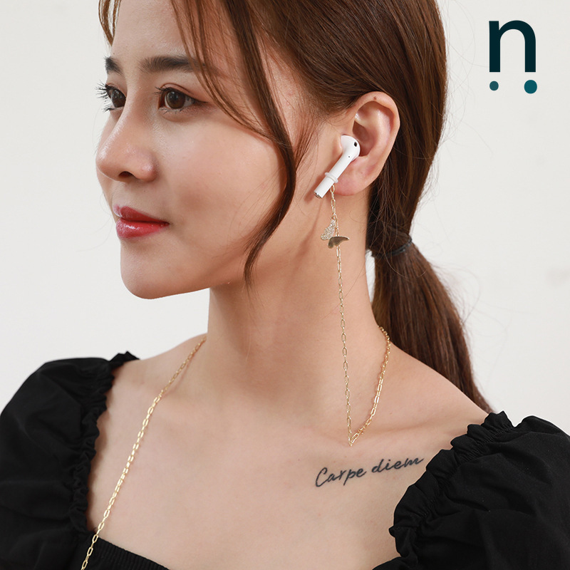 Tai nghe không dây AIRPODS chống mất dây chuyền Hàn Quốc Đi làm bằng kim loại tinh tế mờ bướm chống mất dây chuyền phổ quát | BigBuy360 - bigbuy360.vn