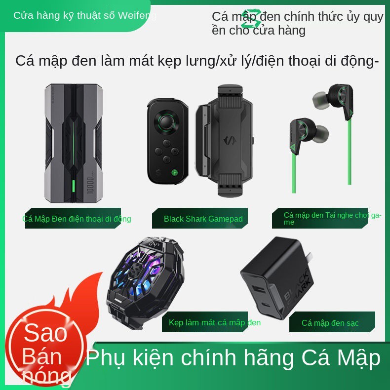 Phụ kiện chính hãng Black Shark có kẹp băng làm mát tay cầm chơi game 20 nghìn mAh sạc 120W cho 4