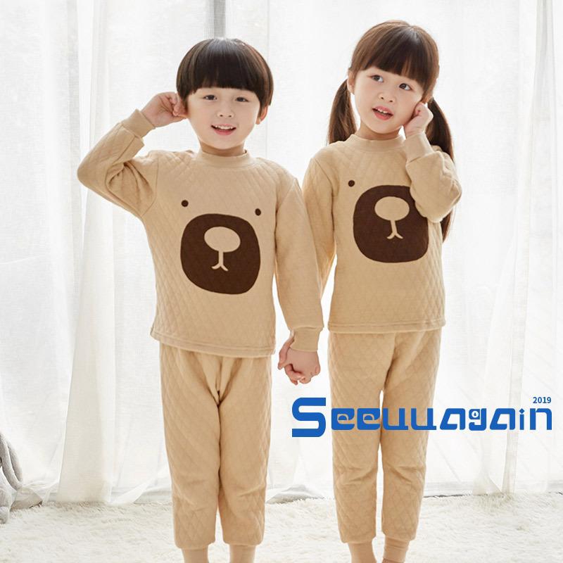 Set Đồ Ngủ Dài Tay 100% Cotton In Họa Tiết Hoạt Hình Dễ Thương Cho Bé