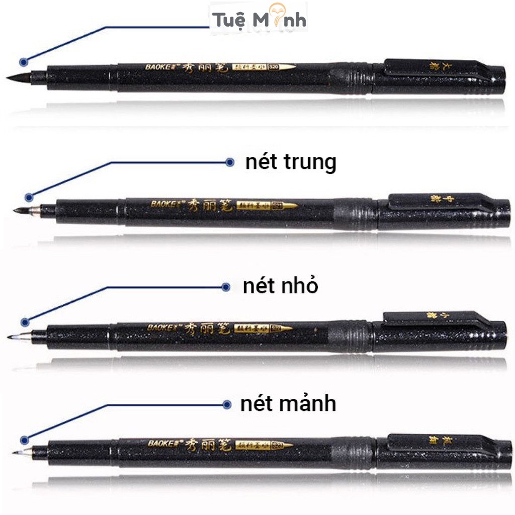 Bút ngòi cọ brush Baoke viết calligraphy nét thanh nét đậm, hán tự thư pháp B15