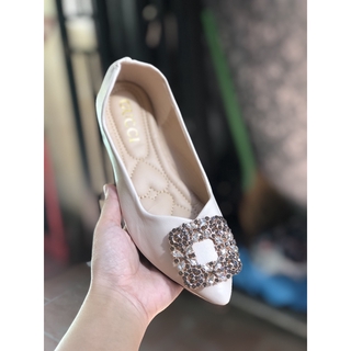 Giày búp bê nữ hoa đá da mềm êm chân
