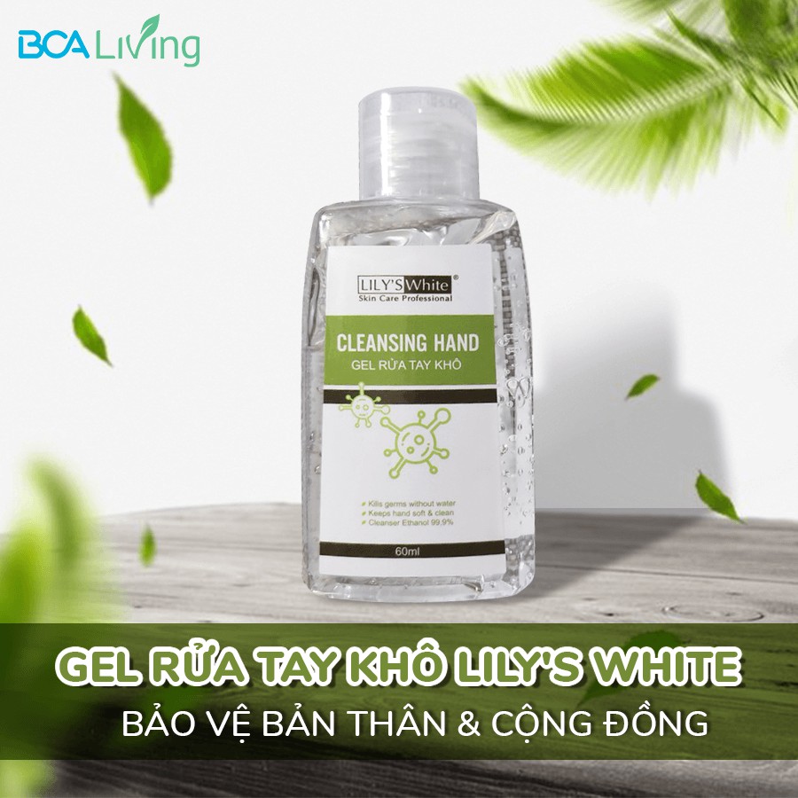 Gel rửa tay khô sát khuẩn Lily's White.Dung dịch rửa tay khô tiện dụng mang yheo mọi lúc mọi nơi.Loại trừ 99,99%vi khuẩn