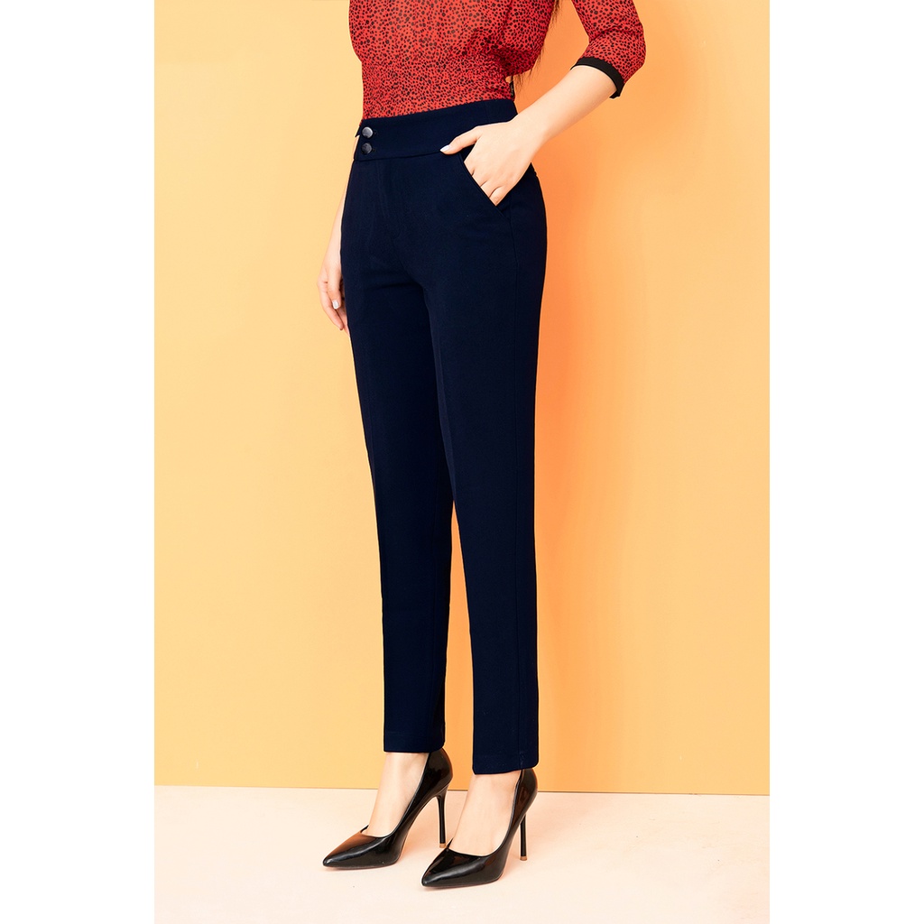 Quần Dài Công Sở Thiết Kế Luperi LFQD2123 Phối 2 Cúc Cạp Cao