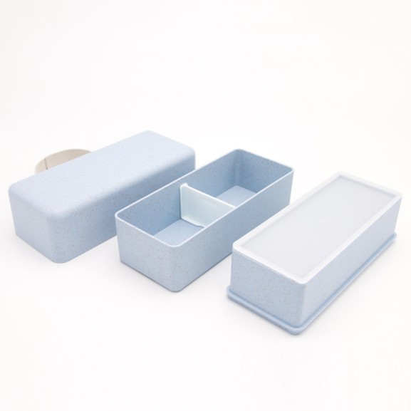 HCM - Hộp cơm lúa mì bento 2 khay thông minh xếp gọn 500ml