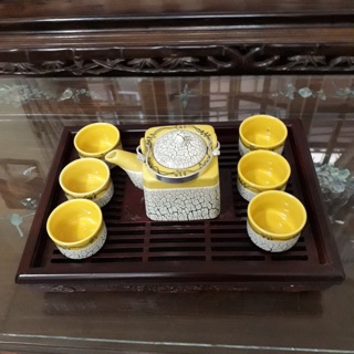 Bộ ấm chén men rạn vuông