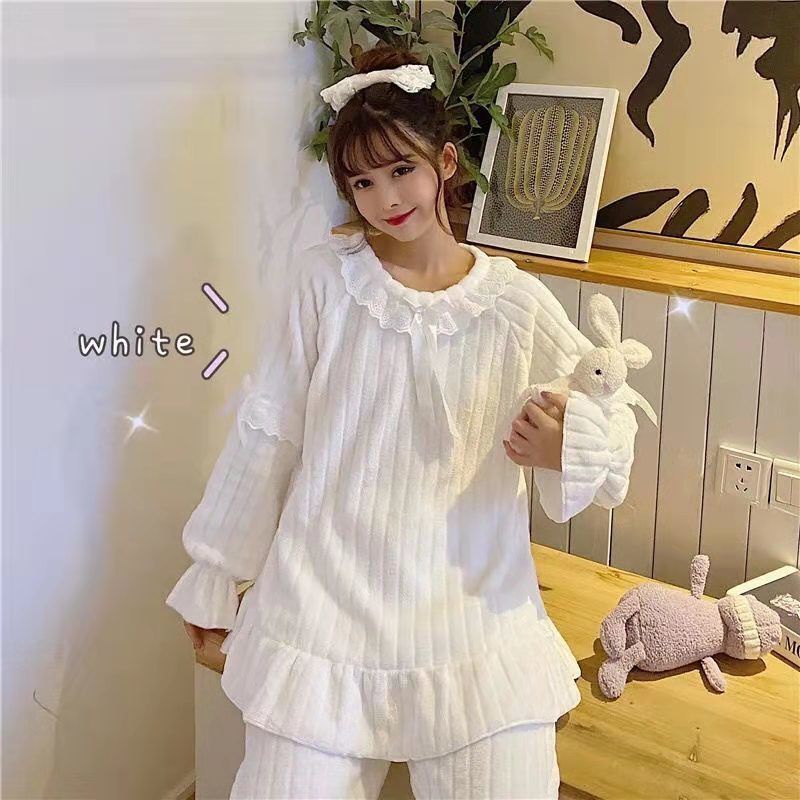 Bộ Đồ Ngủ Vải Lông Cừu San Hô Kiểu Công Chúa Dễ Thương Cho Nữ Sinh | BigBuy360 - bigbuy360.vn