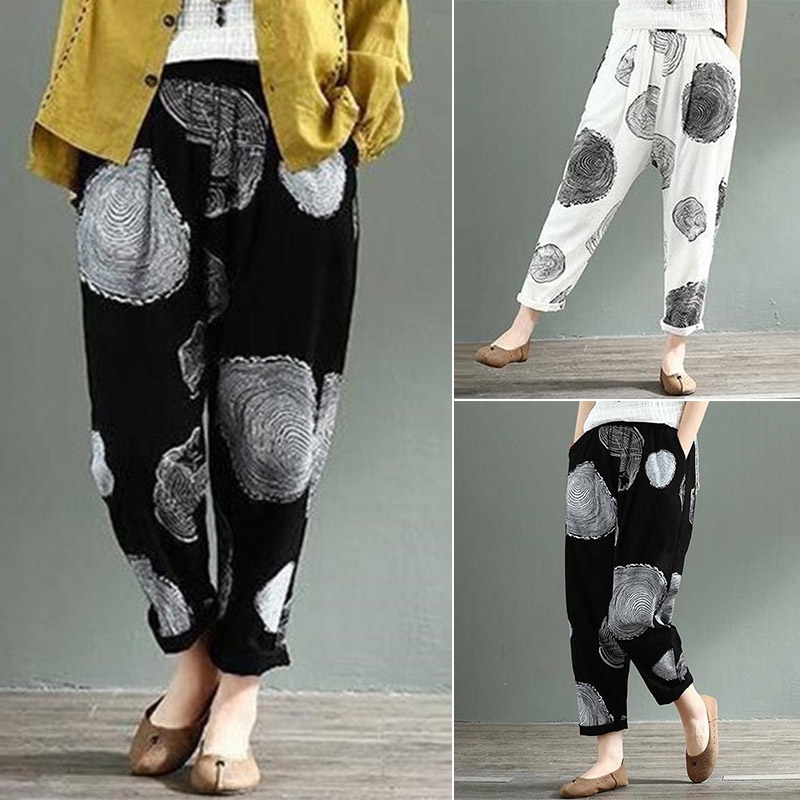 ZANZEA Quần ống rộng họa tiết chấm bi phong cách cổ điển dành cho nữ | BigBuy360 - bigbuy360.vn