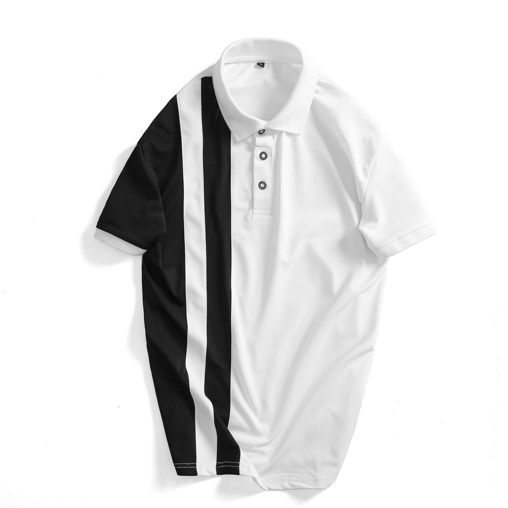Áo Polo Nam FEEL GOOD có cổ bẻ KẺ SỌC thun cao cấp đẹp vải cá sấu cotton đen trắng ngắn tay form rộng trẻ trung cá tính
