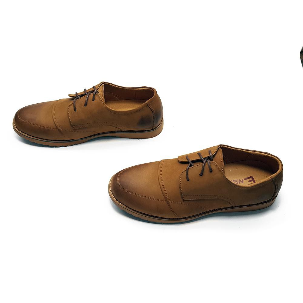Giày Sneaker Nam Da Bò Thật Cổ Ngắn Siêu Đẹp Đầy Cá Tính Ensado DR08NMC (Nâu)