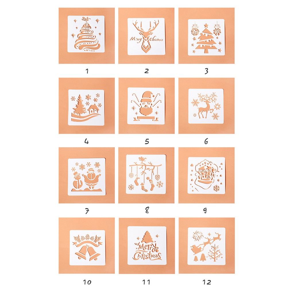 Set khuôn vẽ trang trí giáng sinh 12/24 khuôn.