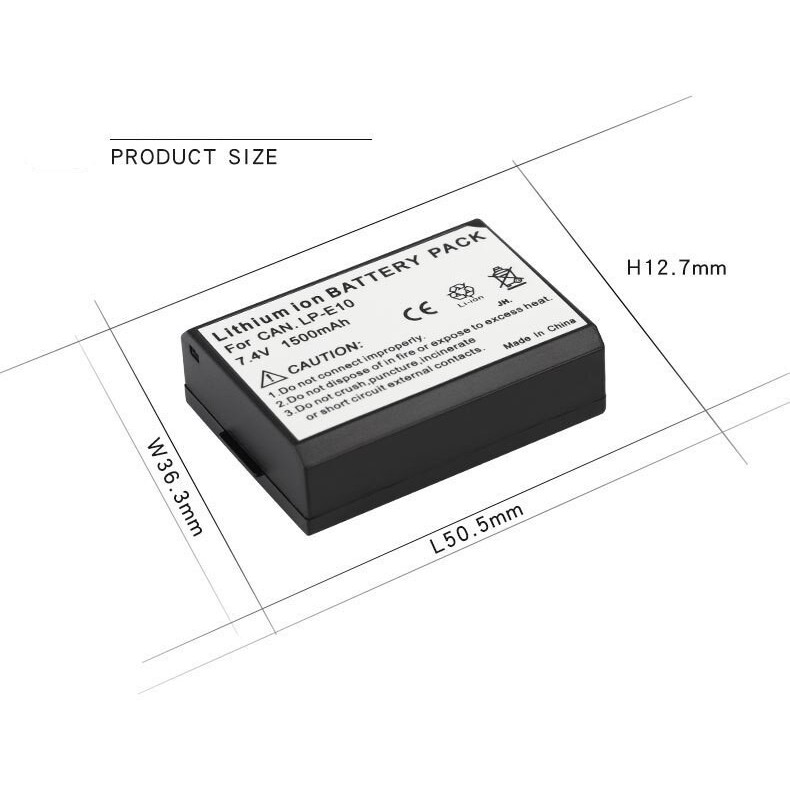 PIN SẠC CHO MÁY ẢNH CANON LI-ION 7.4V 1500MAH LP-E10