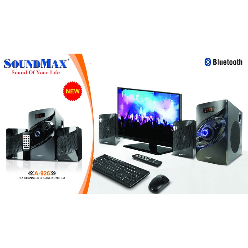 [Mã 77ELSALE hoàn 7% đơn 300K] Loa vi tính SoundMax A-926 – 2.1, Bluetooth