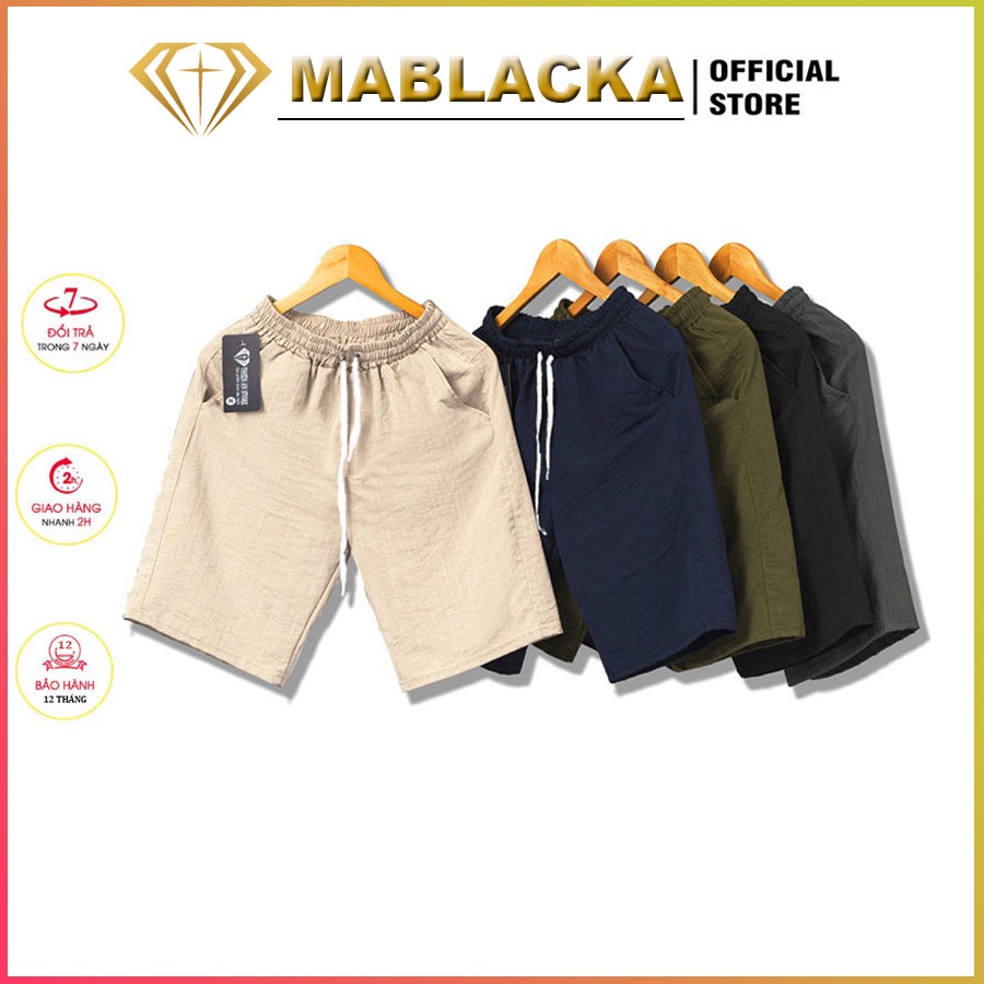Quần đùi nam MABLACKA vải đũi cao cấp nhiều màu sắc,cạp chun co dãn - DHT
