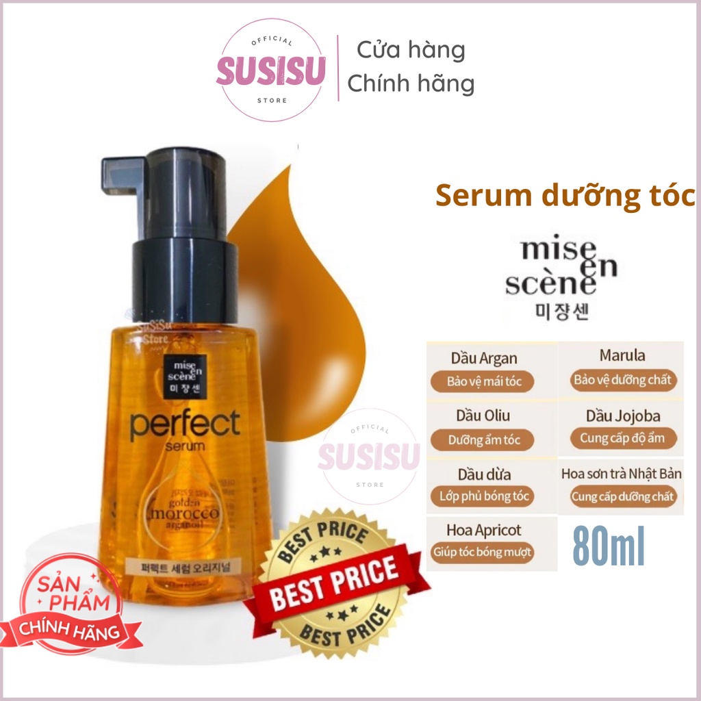 Tinh dầu dưỡng tóc Mise En Scene Perfect Golden Morocco Argan Oil / Serum dưỡng bóng tóc (80ml)