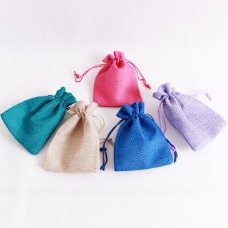 Set 10 Túi vải bố linen thô có dây rút cỡ nhỏ 7x9cm - shop kỳ lân