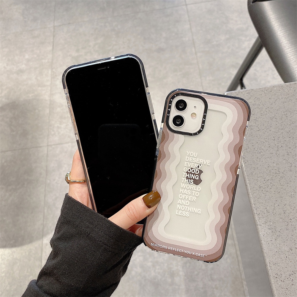 Ốp Điện Thoại Mềm Họa Tiết Lượn Sóng Màu Hồng Và Xám Cho iPhone 11 / 12 / 13 Promax 7 / 8 Plus / X / XR / Xs Max