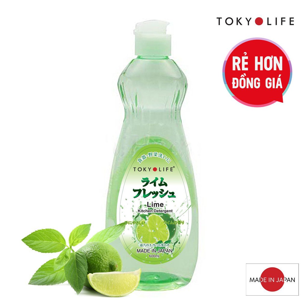 Nước rửa chén, rau quả lành tính TOKYOLIFE hương chanh 600ml