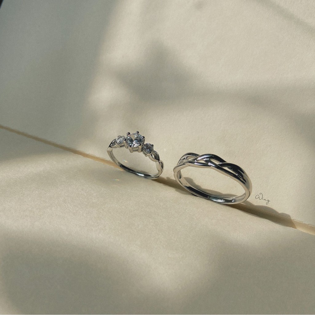 Nhẫn đôi Peony Couple - trang sức bạc The Wing Silver