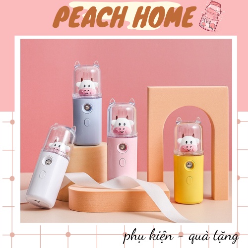 Máy Phun Sương Xịt Khoáng Nano Cầm Tay Máy Tạo Ẩm Cho Da Mini Sạc Pin Hình Bò Thỏ