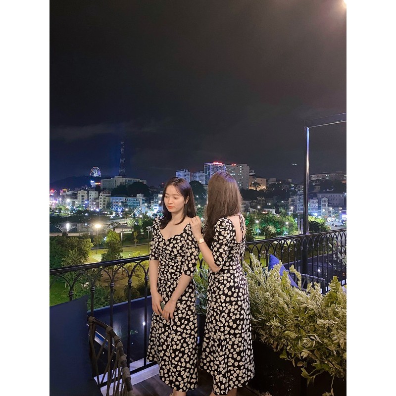 [Mã SKAMSALEP6 giảm 10% tối đa 100K đơn 150K] ( Ảnh thật ) V0901 váy hoa cúc cổ nhún | BigBuy360 - bigbuy360.vn