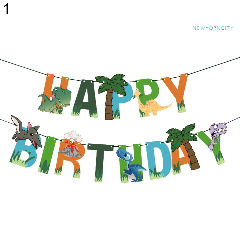 1 Set Dây Cờ Treo Trang Trí Tiệc Hình Khủng Long Cho Bé