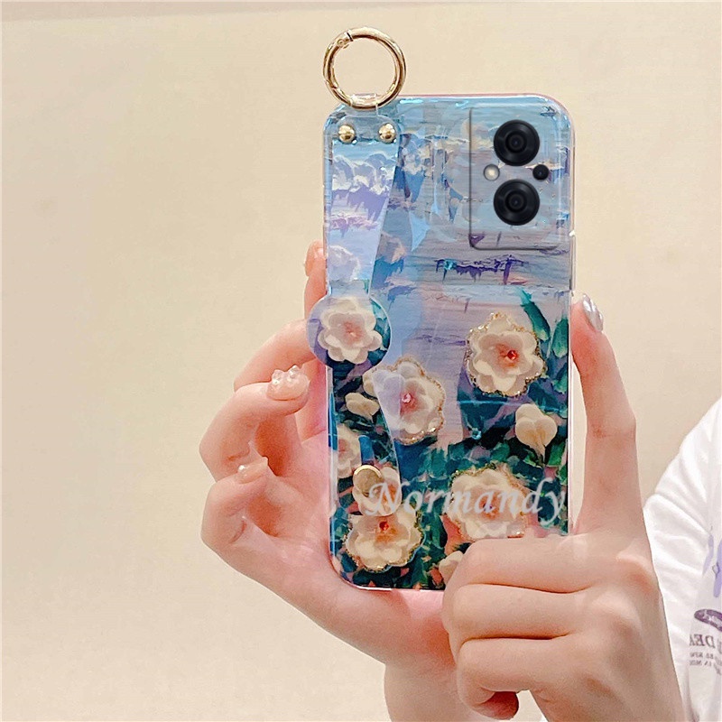 Ốp Điện Thoại Silicon Mềm Hình Hoa Trà Đính Đá Blu-ray 2022 OPPO Reno8 8Z 8Pro Reno7 7Z 7Pro Reno6 6Z Z Pro A57 A77 5G 4G