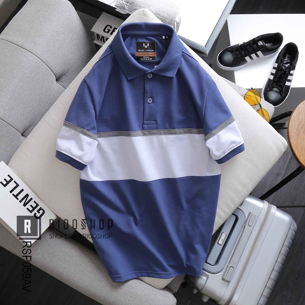 Áo polo nam có cố phối 2 màu form rộng cực đẹp Marc Jasson RSP059AV - áo thun nam ngắn tay Riooshop | BigBuy360 - bigbuy360.vn