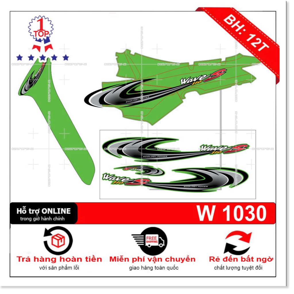 ( Quí khách vui lòng mang ra tiệm cho thợ dán ) Tem wave nhỏ đời đầu xanh z1000
