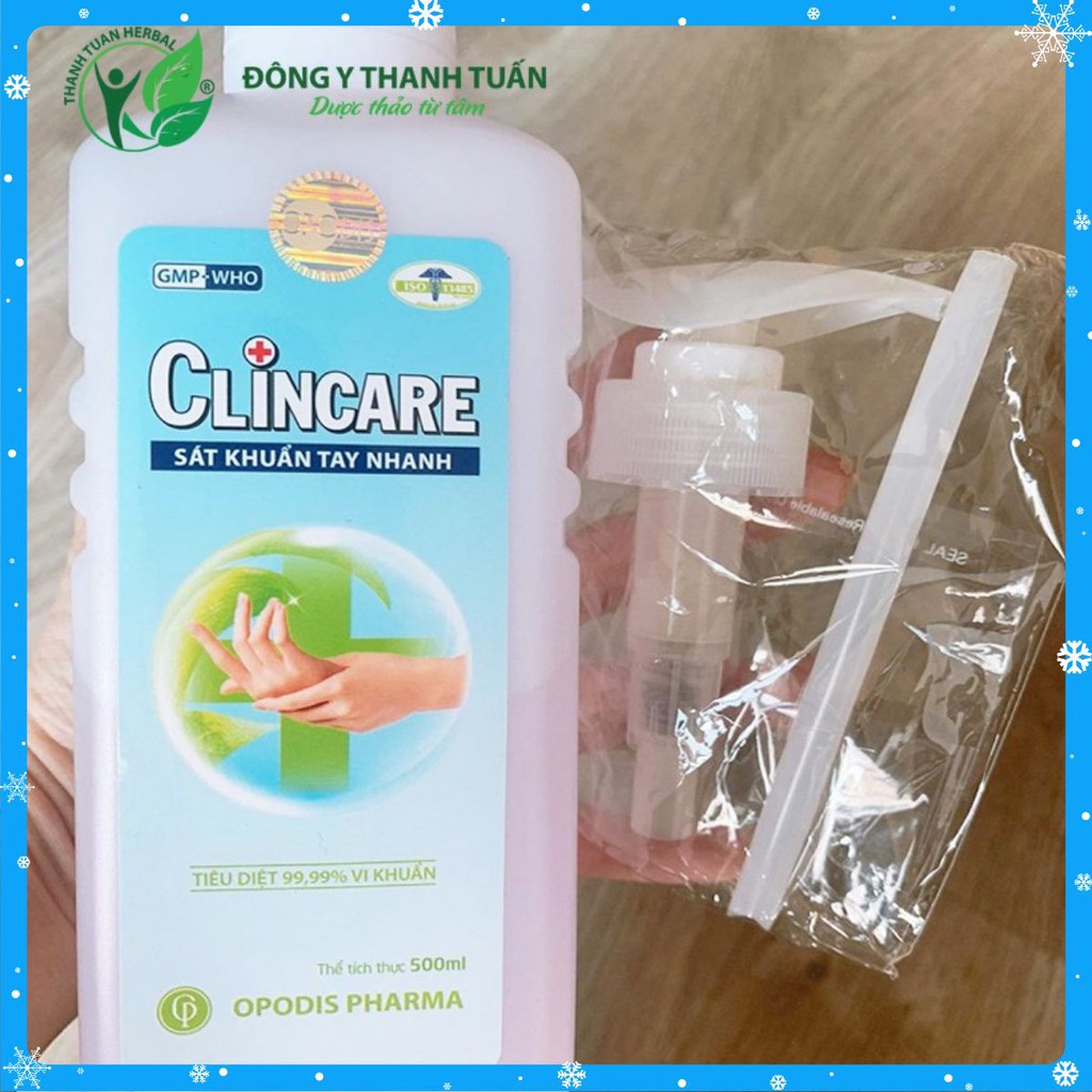 [Trợ_giá] Combo 2 Chai Nước Dung Dịch Rửa Tay Khô Sát Khuẩn Nhanh CLINCARE 500ml